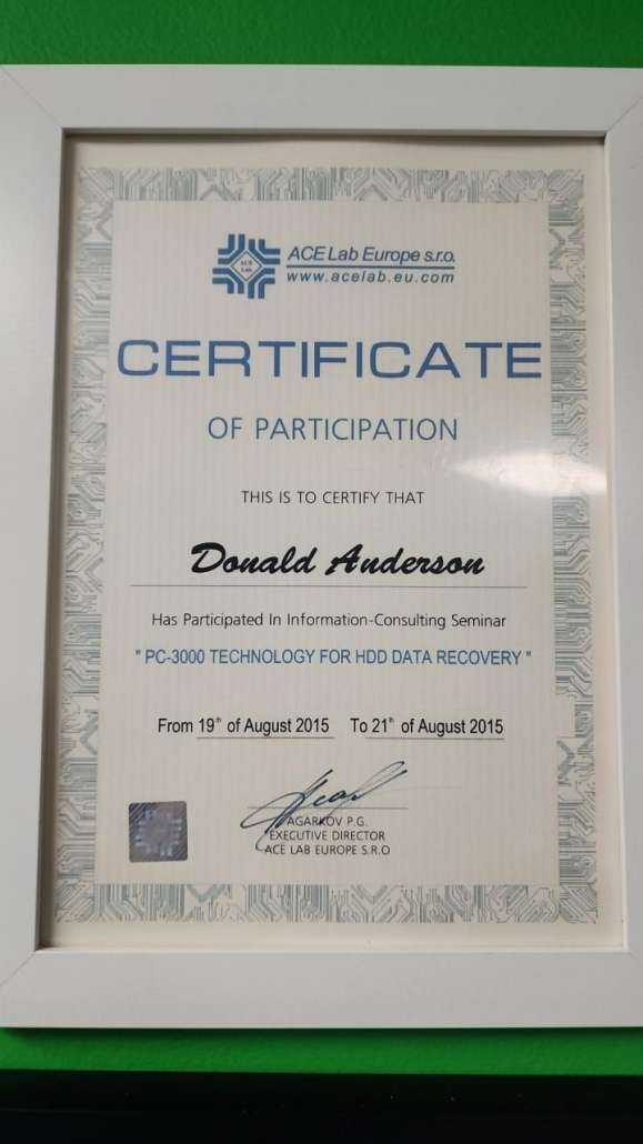 Don Anderson 2015 PC-3000 Advanced Hard Drive Training in Prague