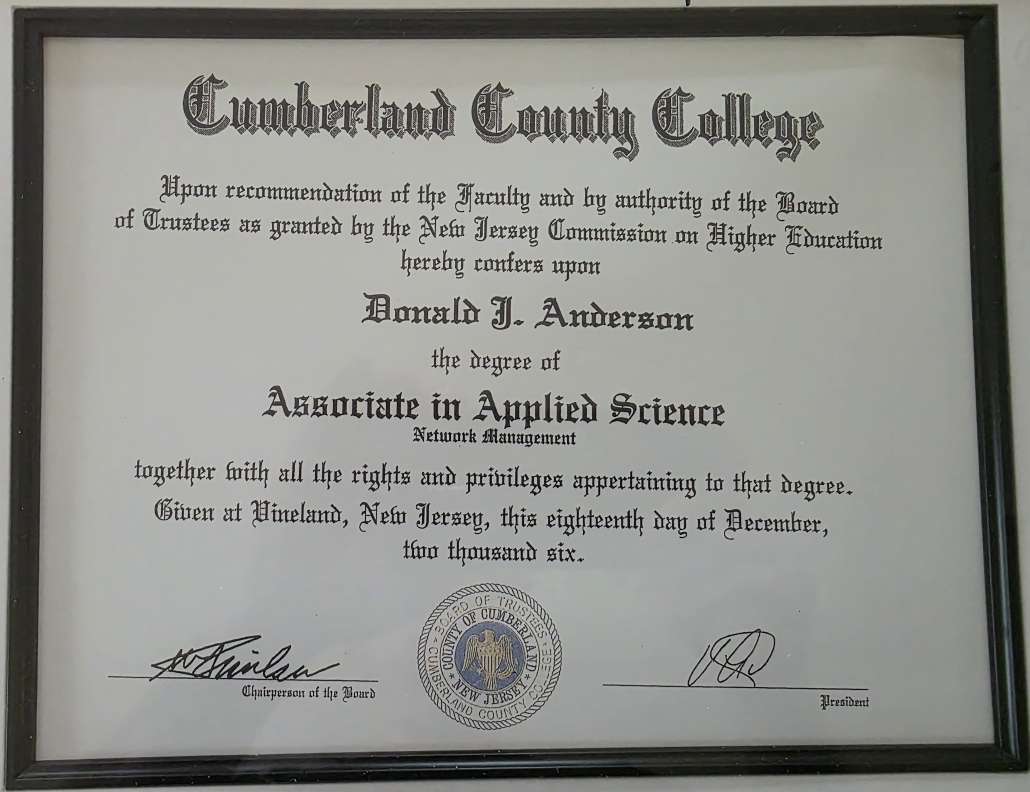 Don Anderson A.A.S Network Management 2006