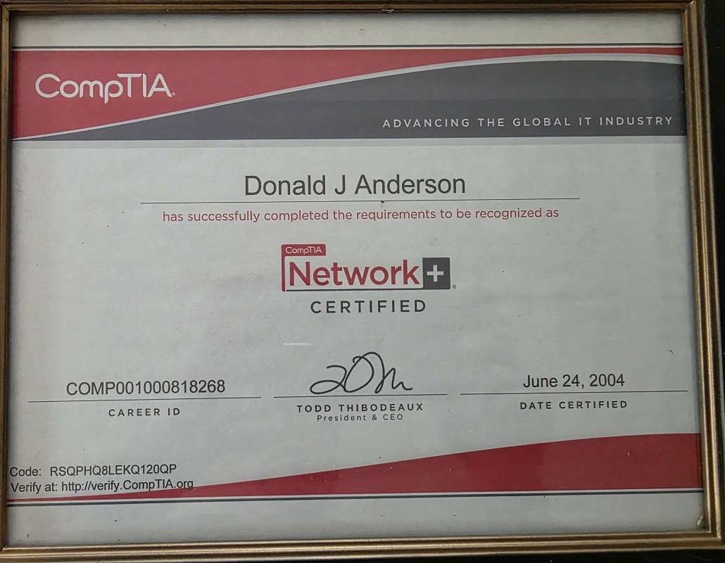 Don Anderson - Network+ Certified