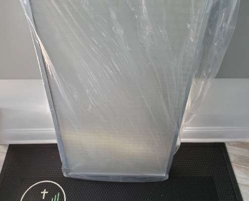 New HEPA filter, still sealed, before installation in the Tri-State Data Recovery clean room